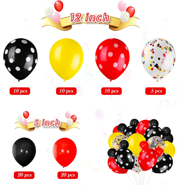 75 kpl hiiren väriset ilmapallot konfettiilmapallot pilkkupallot lateksijuhlailmapallot ilmapalloseppele Halloween Baby(puna-musta-keltainen)