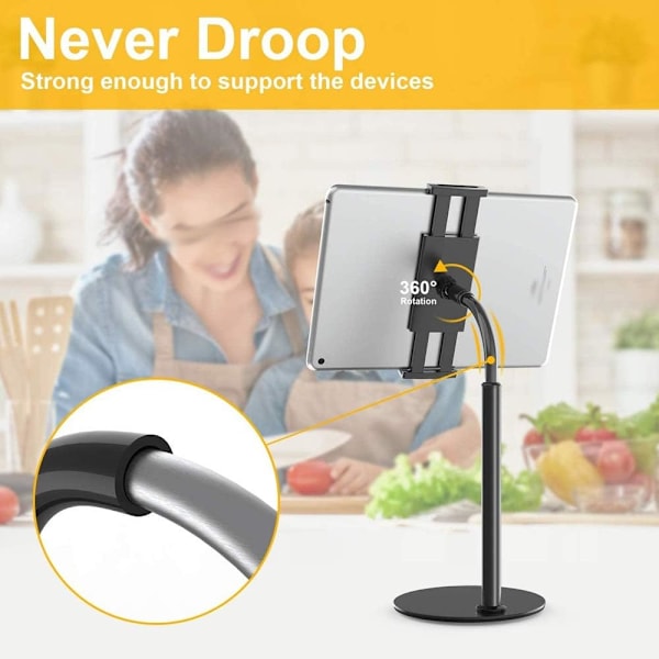Multifunktion 360 graders rotation 4-10,6 tommer tablet PC stativ/mobiltelefonholder metal base universal foldbar doven tablet support (farve: D)