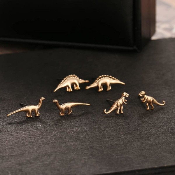 Dinosaurie örhängen 14K guldpläterade örhängen djur örhängen för kvinnor tjejer