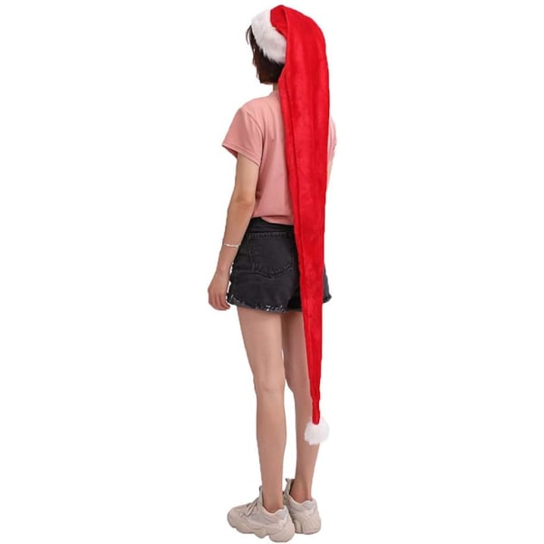 5 fot lång jultomteluva, överlång plysch jultomte jul långsvans mössa hatt (en storlek passar alla)