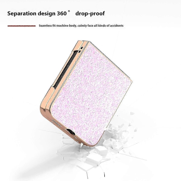 Skal för Motorola Razr 50 5G Elektropläterad Telefonfodral Färgglad Glitterdesign PU+TPU Skyddsfodral Gradient Pink