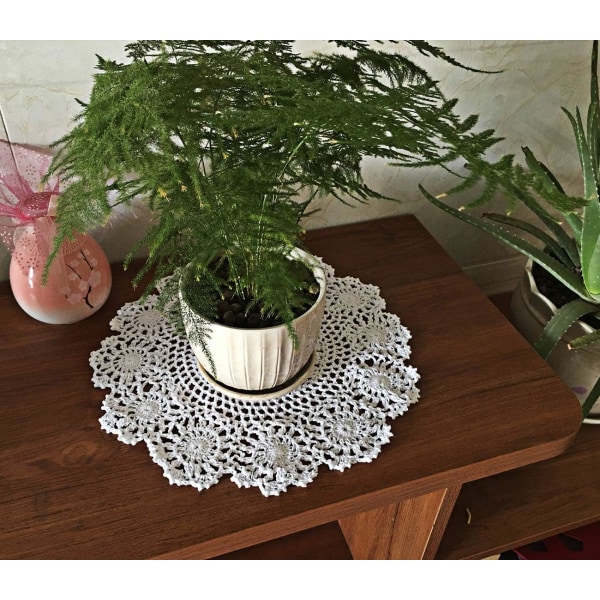 2 stk. Håndlavet hæklet blondedug Borddug Bordplader (Beige-2 stk.-15,7 tommer-A)Beige-2 stk.-15,7 tommer-a
