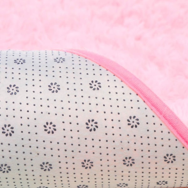 Oval Fluffy Ultra Soft Arealækker til soveværelse Plys Shaggy Tæppe til Børneværelse Sengekantsmåtter, 2,6 x 5,3ft, Pink