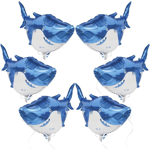 Sea World Shark Ballonger Zoo Dyr Shark Festartikler - Fisk Shark Barn Gutter Jenter Bursdag Dekorasjoner Baby Shower - 6 Pakke Gigant 40''