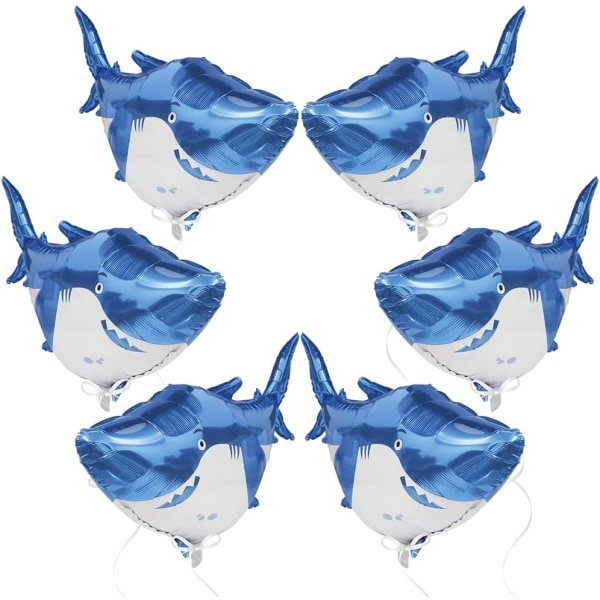 Sea World Shark Balloons Zoo Animal Shark Juhlatarvikkeet - Fish Shark Lapset Pojat Tytöt Syntymäpäiväkoristeet Baby Shower - 6 Pack Giant 40''
