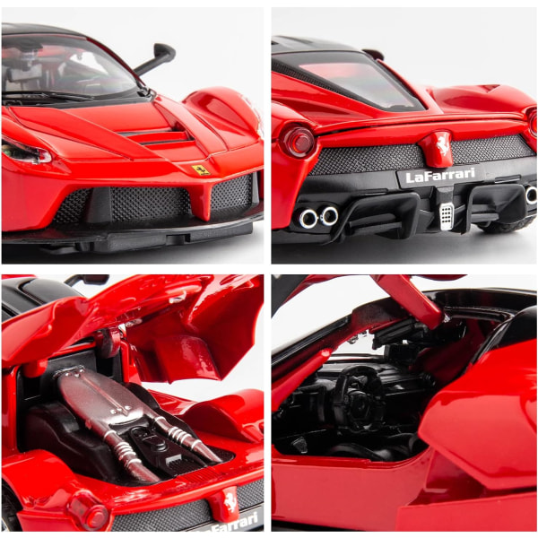 Compatible for 1:32 Ferrari Car Model Pull Back Car with Sound and Light for Kids Boy Girl, Metal Body Door Opened Red