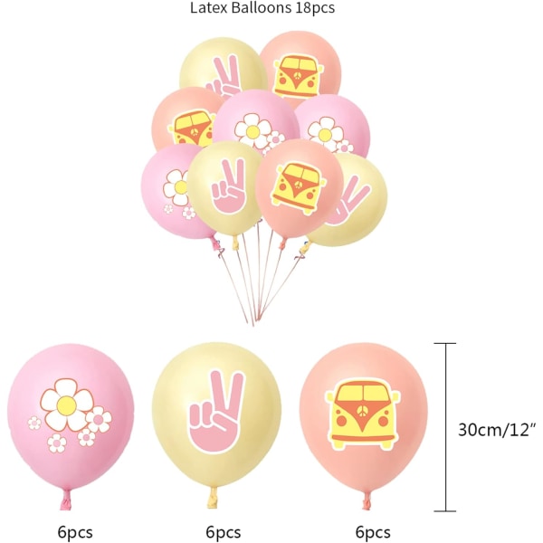 Todelt Groovy festutstyrsett for Hippie Bohol Baby Girl 2nd Birthday Party Decorations, Floral Pink Todelt Grouvy Banner