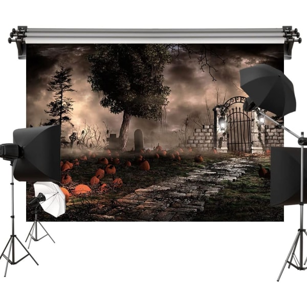 7x5ft/2,2x1,5m Halloween-temabaggrund Græskarnatcomputertrykt stofbaggrund Foto Video Studio rekvisitter