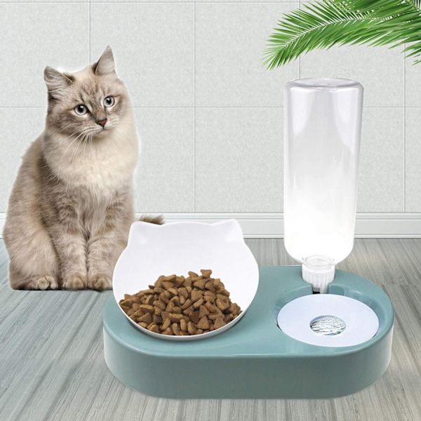 Anti-opkastningsskål til kattevanddispenser Tørfoder til katte- og hundeautomatiske foderautomater og drikkeautomater til katte- og hundelegetøj Grøn