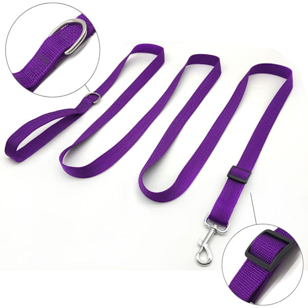 6FT/ 10FT Justerbar Hundekobbel, Nylon Hundekobbel for Mellomstore Hunder 10FT Lilla
