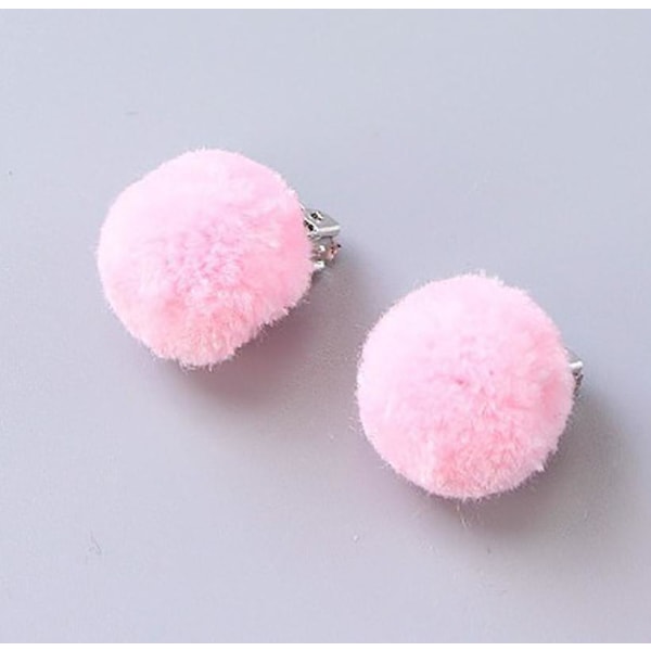 2 par plyschboll för barns örhängen, örhängen för flickor utan genomborrade kvinnliga prinsessstudentflickörhängen, rosa Betterlifefg
