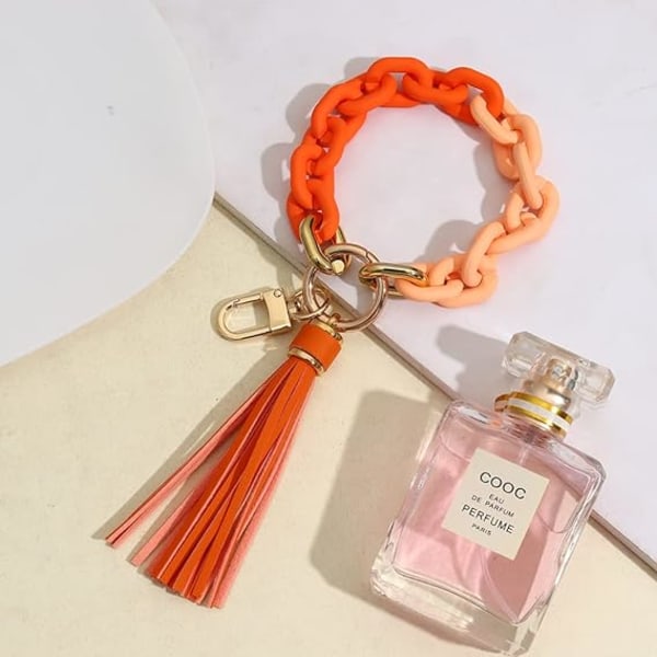 Chunky Chain Link Wristlet Keychain Acrylic Bangle Key Ring Bracelet Key Chain Cute Boho Modern Car Keychain Holder