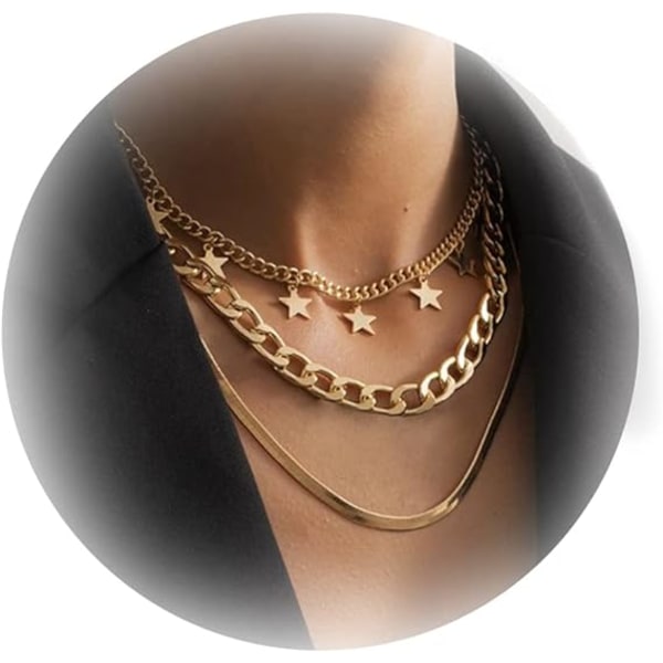 Gold Star Choker Halsband för kvinnor Söt Halsband för tonårsflickor Trendigt Star Halsband Choker Justerbar