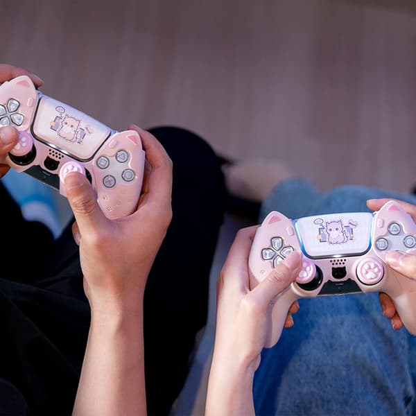 Svart Katteklo PS5 Kontroller Sett Inkludert Gamepad og Knappebeskyttelsesdeksel Black