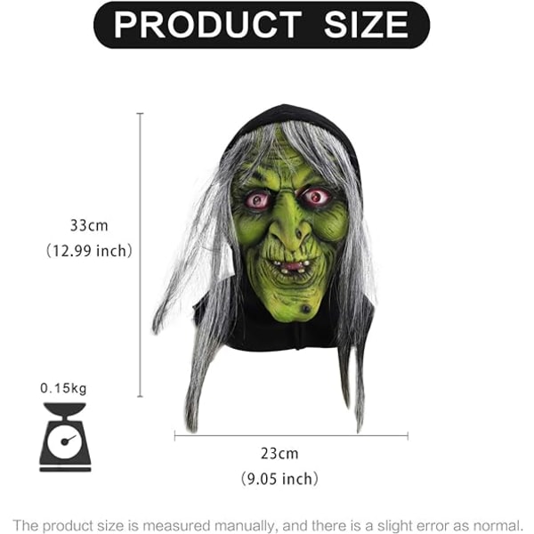 Halloween heksemaske skummel ond kostymehode masker skummel voksenfest cosplay rekvisitter