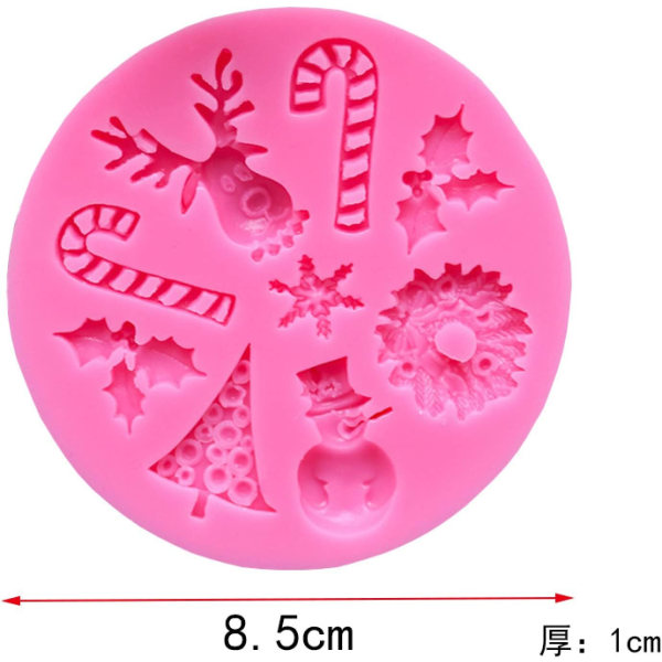 Muggsform 4 deler juleelg juletre nisse snømann snøfnugg silikonform flip sukker sjokolade kakeform