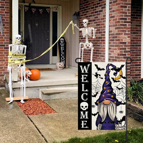 Sæsonbestemte haveflag Dobbeltsidet Burlap 12x18 tommer Velkommen Forår Helligdage Haveflag, Lille Haveflag(halloween rudolph 1)