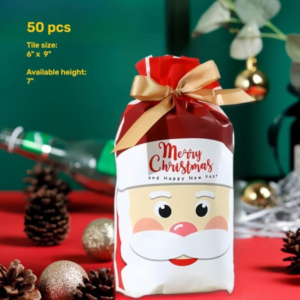 50 st julgodispåsar julsnöre godispåsar julgodispåsar kakpåsar för julfestgåvor presentförpackningstillbehör