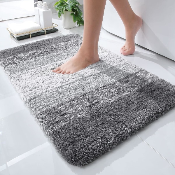 Luksuriøst badeværelsestæppe 20x30, ekstra blødt og absorberende mikrofiber bademåtte, skridsikkert plysset badetæppe