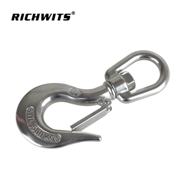 Crane Swivel Hook, 304 Stainless Steel Swivel Lift Clevis Chain Hook with Safety Lock, 150 lbs.