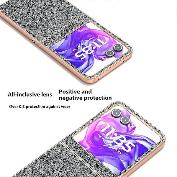 Skal för Motorola Razr 50 5G Elektropläterad Telefonfodral Färgglad Glitterdesign PU+TPU Skyddsfodral Rock Pine Green