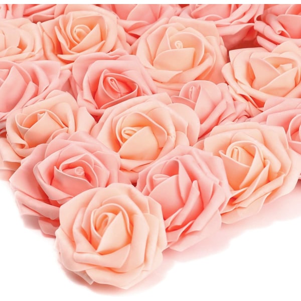 Konstgjorda rosor, 25 st falska blommor, dekorativa blommor, skumrosor, konstgjorda blomsterdekorationer-Rosa
