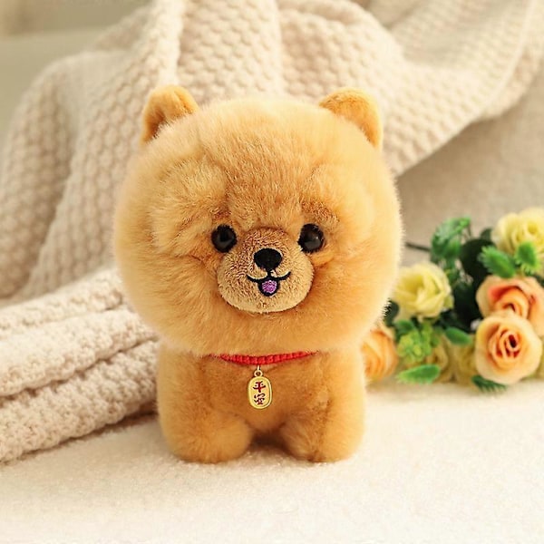 ZU Kawaii Teddy Kjæledyr Livaktig Myk Valp Myk Dukke Søt Liten Chow Pomeranian Corgi Yorkie Plysjleker med Sjarm Gave Til Jente 20cm Chow Chow