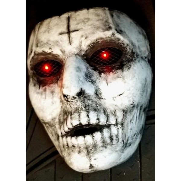 Demon Killer Mask Röd LED-upplysta ögon Cosplay Skrämmande skrämmande Halloween Skräckmask Maskeraddräktfest
