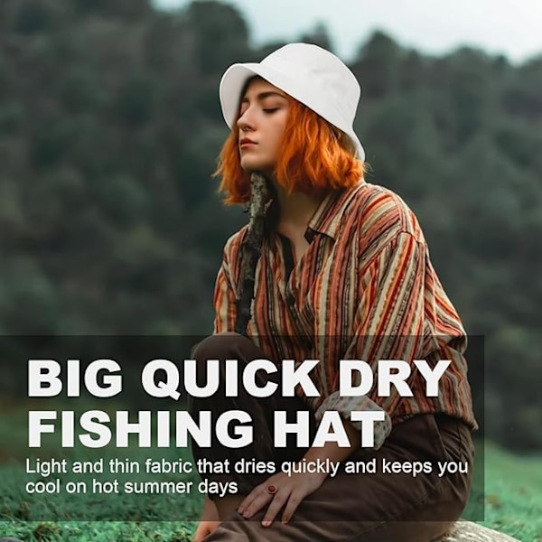 Solhatter for menn og kvinner, fiskehatter med hakestropper, vanntette bøttehatter, hurtigtørkende, fiskehatter med bred brem, sammenleggbare Black Adjustable (55-59cm)