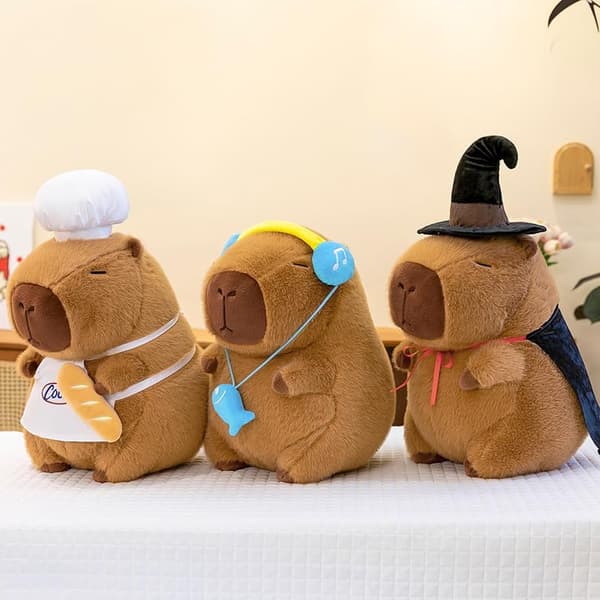 Söpö Kapybara-pehmolelu kokinhatulla ja patongilla, Kapybara-pehmoeläin lapsille, ruskea kokki-Kapybara Chef Capybara 55 cm