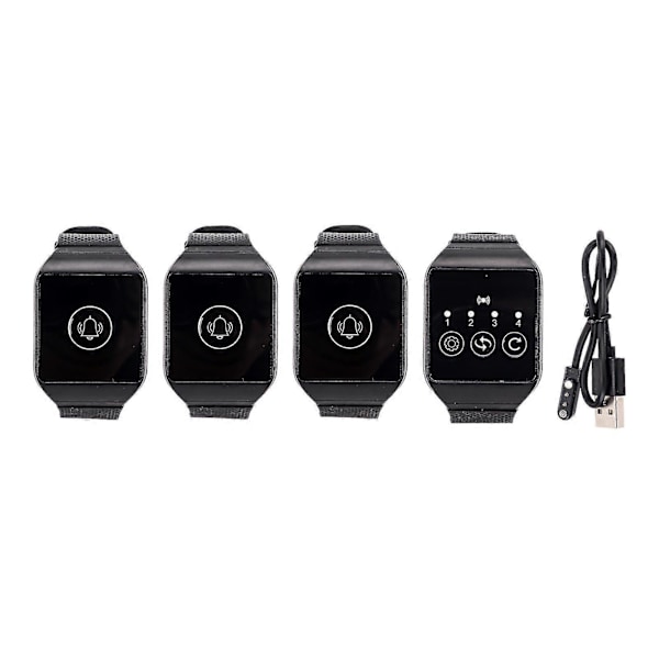 Trådlös Armbandspager Multifunktionell Ipx7 Vattentät 433.92mhz Klockpager För Restaurang-Paging System 3 För 1