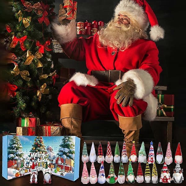 Tomtar Adventskalendere 2025 - 24 stk. Samlefigurer Nissedekorasjoner, 24 Dagers Julekalender E