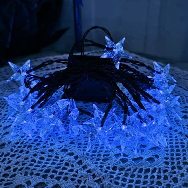Solstjärna ljusslinga, solcellslampor för utomhusbruk, solstjärna ljusslinga utomhus vattentät (7 m 50 LED, blå)