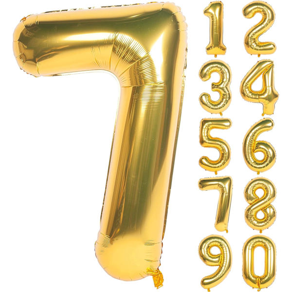 2 stk. 40 tommer digitale helium folie fødselsdagsfest balloner guld nummer 7
