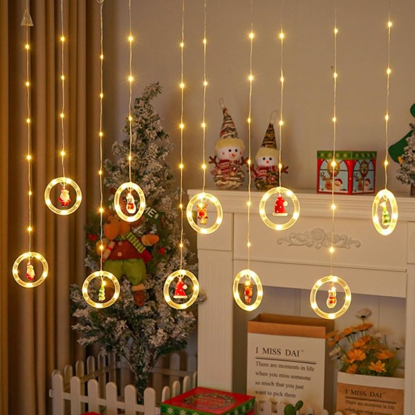 LED String Lights, Christmas Wind Lights Novelty Xmas Hanging Lights with USB Merry Christmas Curtain String Lights for Christmas