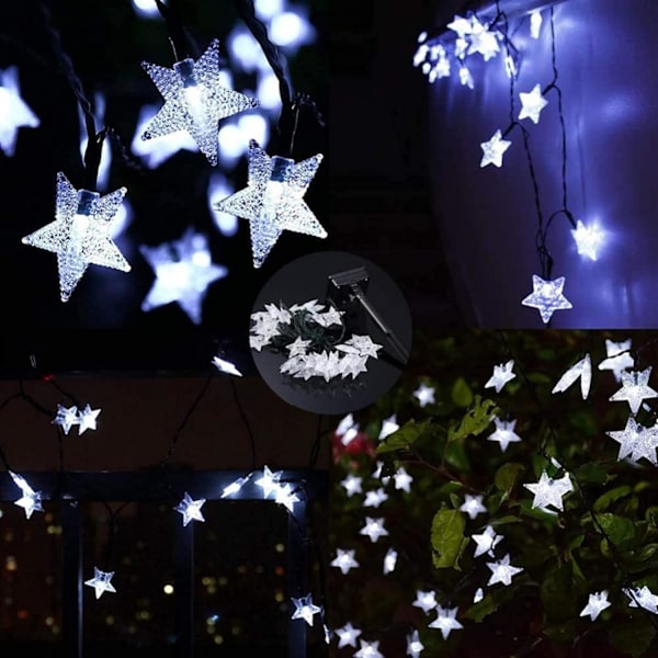 LED-lyskæde Solcellelyskæde Udendørs DS Solcelle-stjernelyskæde Solcellelamper 8 tilstande Festivalbelysning Vandtætte terrasselamper-9,5M 50LED