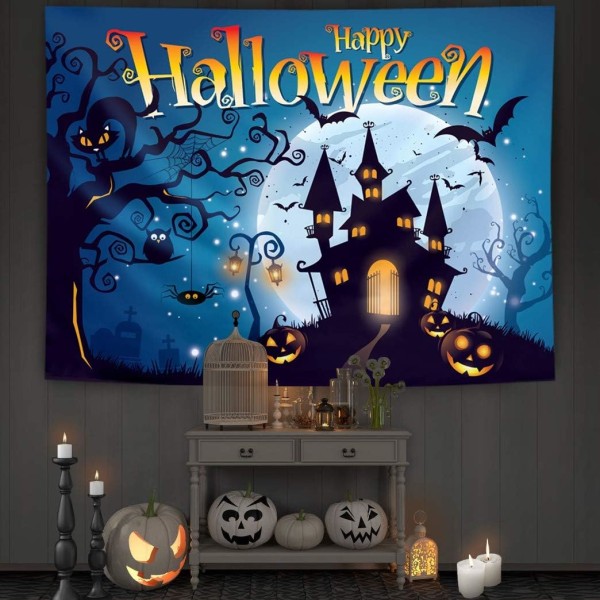 Glad Halloween Fotografi Bakgrund och Studio Rekvisita DIY Kit. Perfekt som Fotobås Bakgrund, Kostymklädsel Festtillbehör och Evenemangsdekorationer