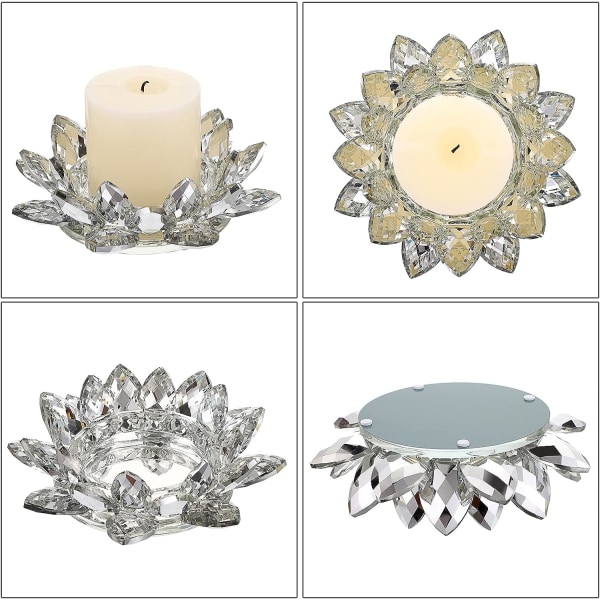 Krystall Lotus Blomster Lysestake for Pillar Lys opptil 3\", Dekorativ Glass Lotus Kronblad Votive Lysestake Tealight Holder (Klar)Merke: OwnMy