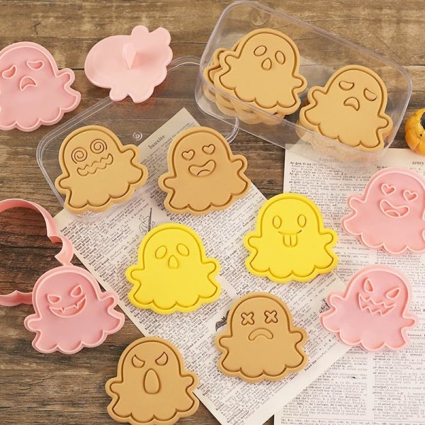 10-delars mini Halloween-kakformar, 3d spökformar, kakformset lämpligt för frostdekoration (spöke)