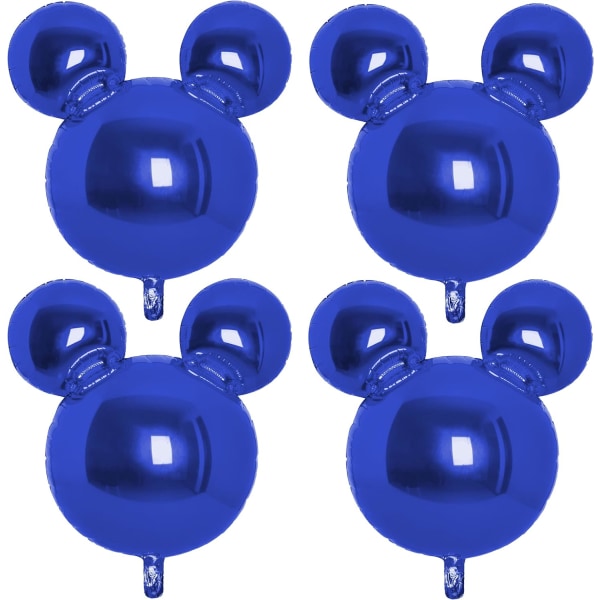 Blå musballonger 4 st Mus födelsedagsfesttillbehör Musfestdekorationer 24 tums folieballonger för mus för 1:a 2:a födelsedagen