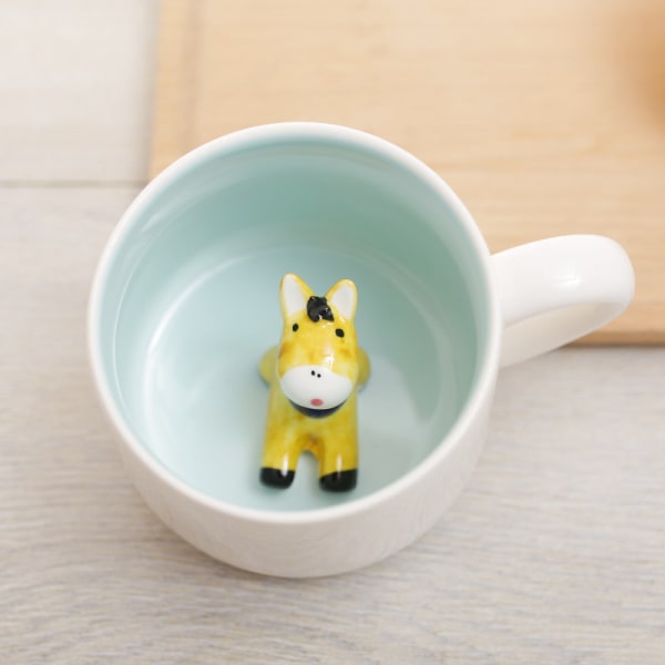 Lemon Park Surprise 3D kaffemugg Djur inuti 12 oz med ko, handgjord keramikkopp, jul, födelsedagsöverraskning för vänner Familj (12 oz)