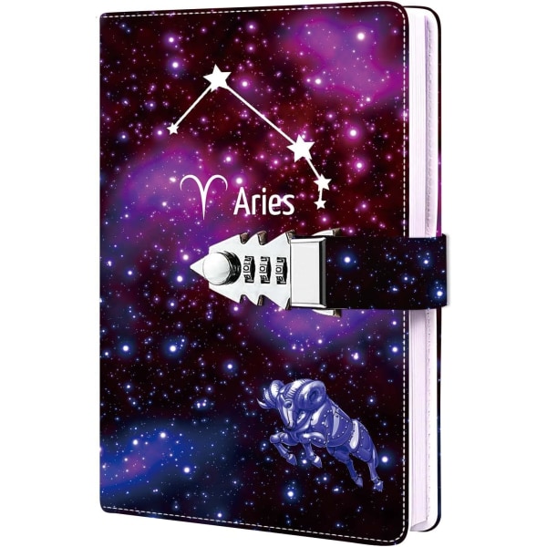 Constellation Starry Sky Diary med lås Hemlig dagbok för tjejer och kvinnor, påfyllningsbar personlig dagbok (8,5 X 5,9 tum) Väduren