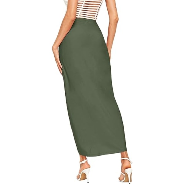 Women's Casual Slit Wrap Asymmetrical Elastic High Waist Maxi Draped Skirt