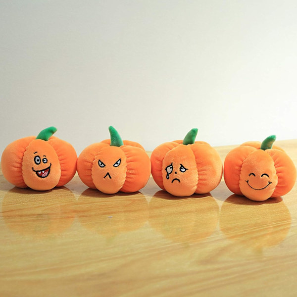Fylt gresskar myk gresskar plysj holdbar Halloween gresskar dekorative sofa kastepute myk gresskar plysj pute 16\" (med 4 dukker)