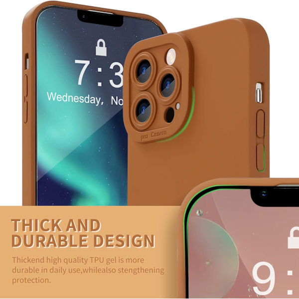 Designad för iPhone 13 Pro Max Skal Gel Gummi Heltäckande Skydd Stöttåligt Fodral för Apple 13 Pro Max Endast, Stöttåligt Skydd (Gyllene Brun)