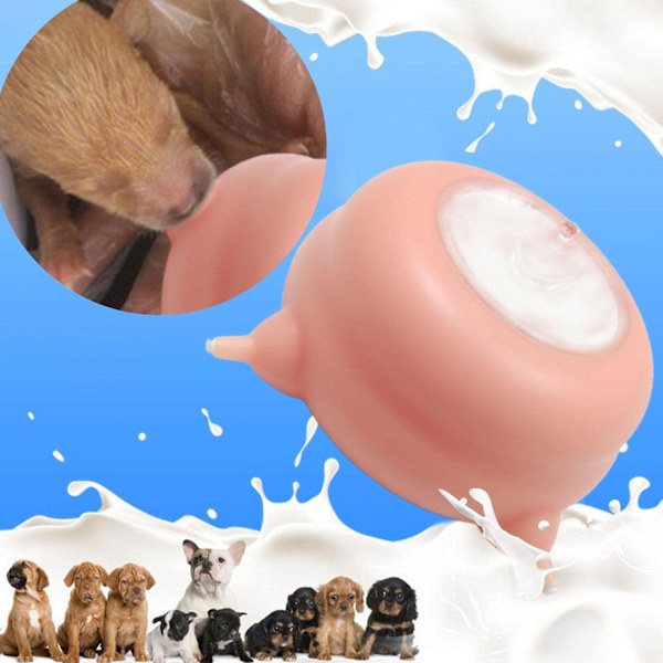 Hvalpefoder, Silikone Hvalpe Mælkefoder med 4 Nipples | Selvfodringsanordning til Amning af Små Katte og Hunde 200 ML