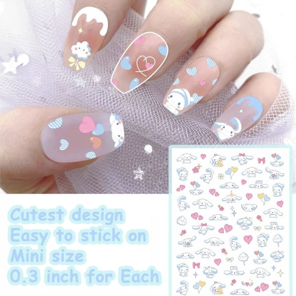 6 st 3D små nail art , Kawaii-tillbehör, små söta nagelklistermärken för flickor och kvinnor, rosa nageltillbehör, barnnagel