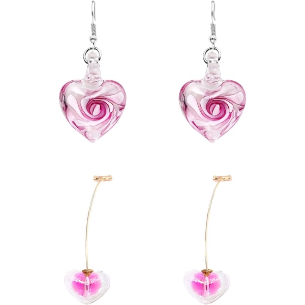 Håndlagde dråpeformede spiralformede lampwork-moteglassperle-anheng-øredobber