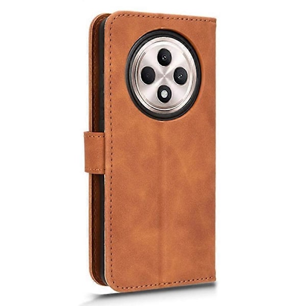 För Oppo Reno12 F 5G Fodral Skin-Feel Läder Plånbok Folio Flip Anti-Drop Telefonskal Brown
