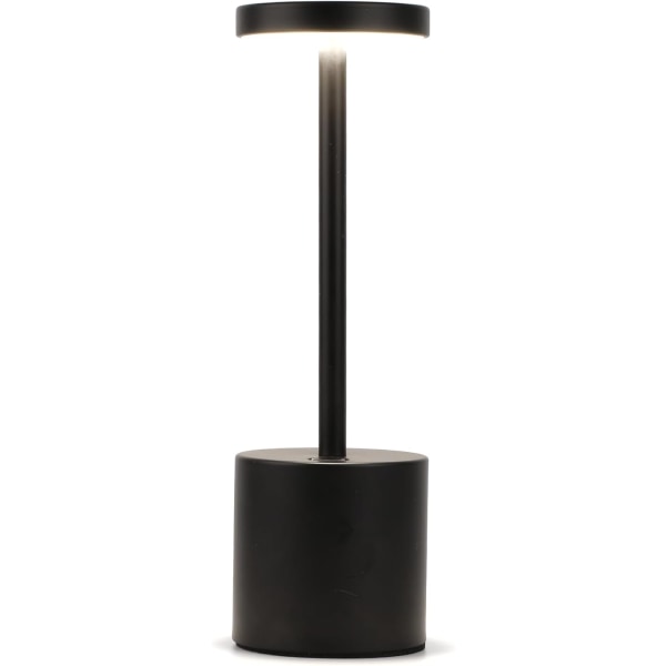 LED sladdlös bordslampa, uppladdningsbar batteridriven lampa, steglös dimbar USB bärbar bordslampa nattlampa (svart-P01)